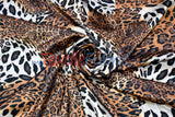Jungle Animal Charmeuse Satin Fabric - Tiger Cheetah Blend, Satin Animal Print, 58/60" Width (By The Yard)