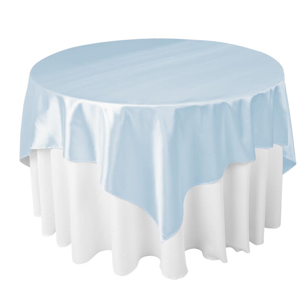 Baby Blue Bridal Satin Overlay Tablecloth 60″ x 60″