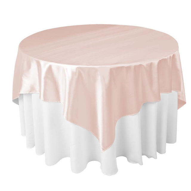 Blush Bridal Satin Overlay Tablecloth 60″ x 60″