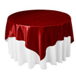 Dark Red Bridal Satin Overlay Tablecloth 60″ x 60″