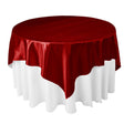 Dark Red Bridal Satin Overlay Tablecloth 72″ x 72″