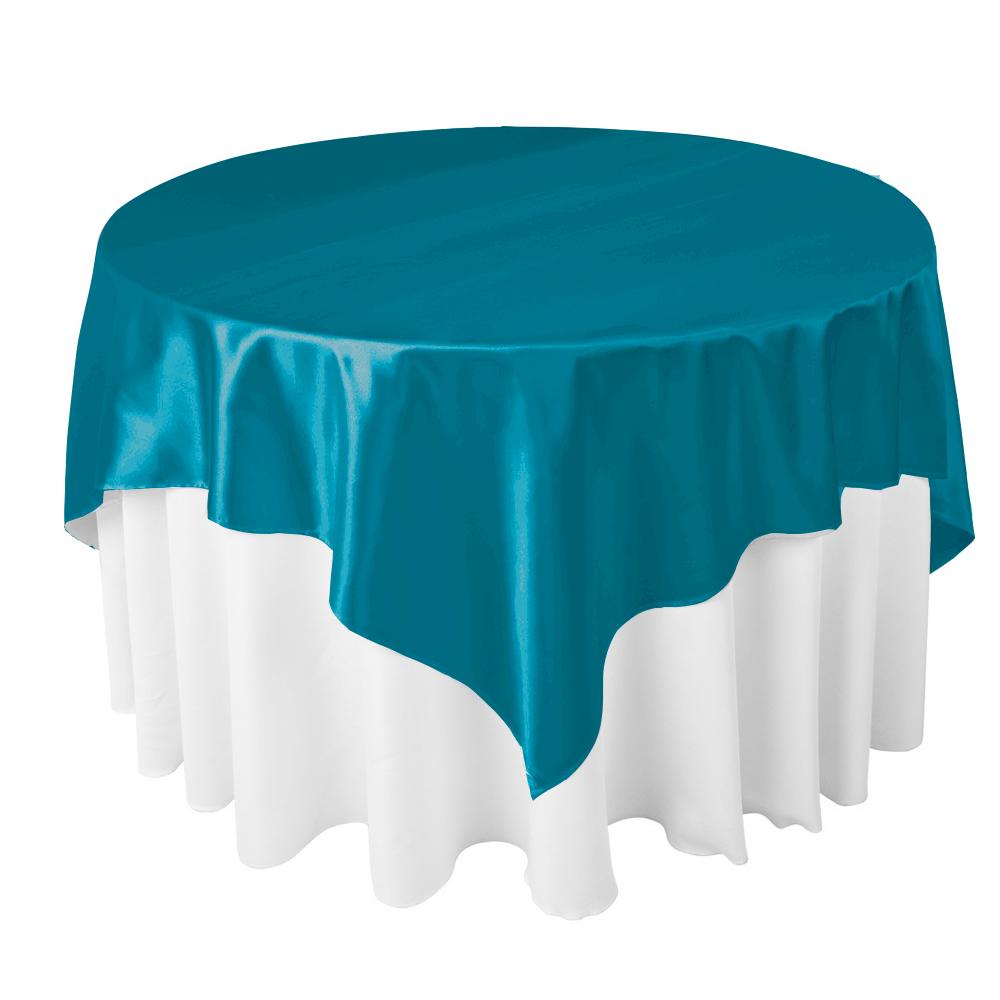 Dark Teal Bridal Satin Overlay Tablecloth 60″ x 60″
