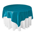 Dark Teal Bridal Satin Overlay Tablecloth 85″ x 85″