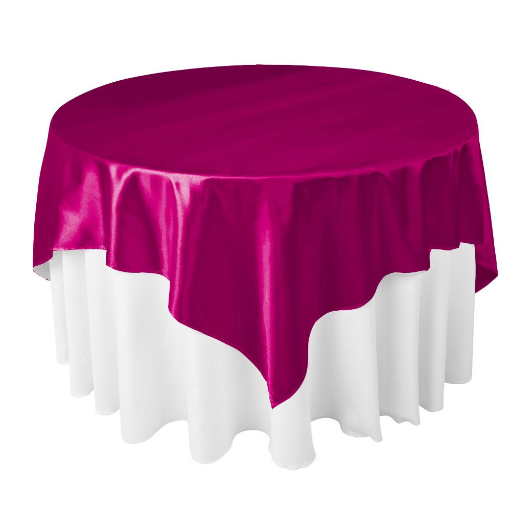 Fuchsia Bridal Satin Overlay Tablecloth 60″ x 60″