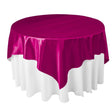 Fuchsia Bridal Satin Overlay Tablecloth 85″ x 85″