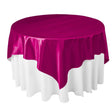 Fuchsia Bridal Satin Overlay Tablecloth 72″ x 72″