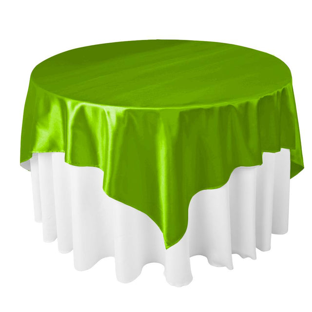 Lime Bridal Satin Overlay Tablecloth 60″ x 60″