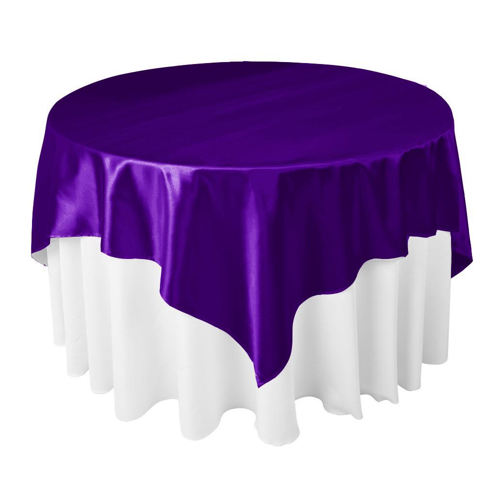Purple Bridal Satin Overlay Tablecloth 72″ x 72″