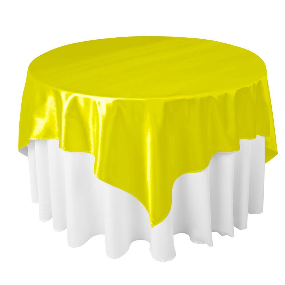 Yellow Bridal Satin Overlay Tablecloth 72″ x 72″