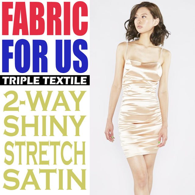 Shiny Stretch Super Satin Polyester Spandex Fabric - Taupe, Fuchsia, Red, Cobalt Blue, 60" Width