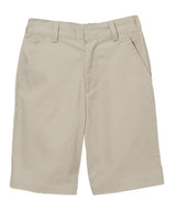 Boy Khaki Uniform Shorts With Adjustable Waist Cotton Fabric - Khaki, Adjustable Waist, Pockets (1 Piece)
