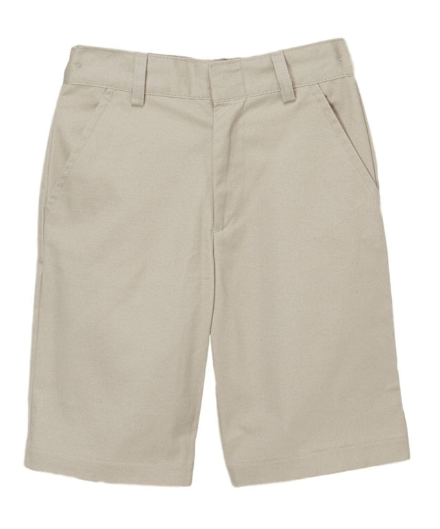 Boy Khaki Uniform Shorts With Adjustable Waist Cotton Fabric - Khaki, Adjustable Waist, Pockets (1 Piece)