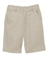 Boy Khaki Uniform Shorts With Adjustable Waist Cotton Fabric - Khaki, Adjustable Waist, Pockets (1 Piece)
