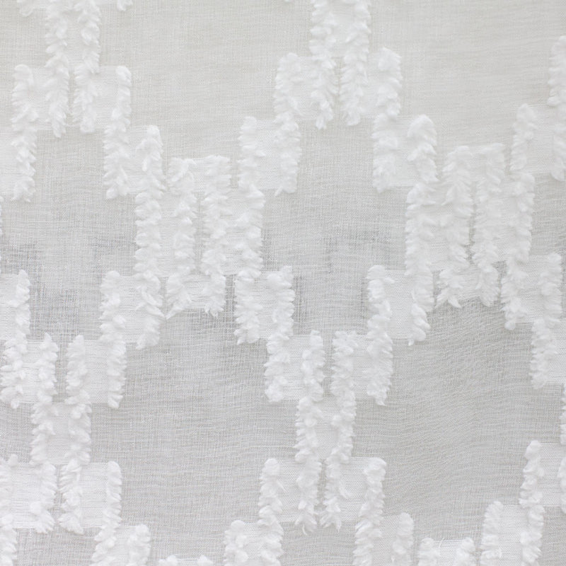Scarlet White Polyester Fabric - Diamond Textured Sheer, 110" Width (1 Yard)