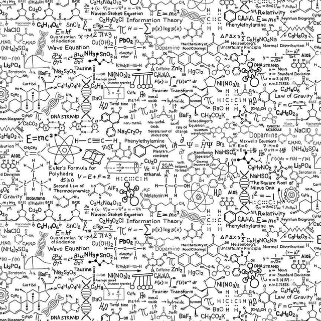 Cotton Scientific Formulas Fabric White 44/45"