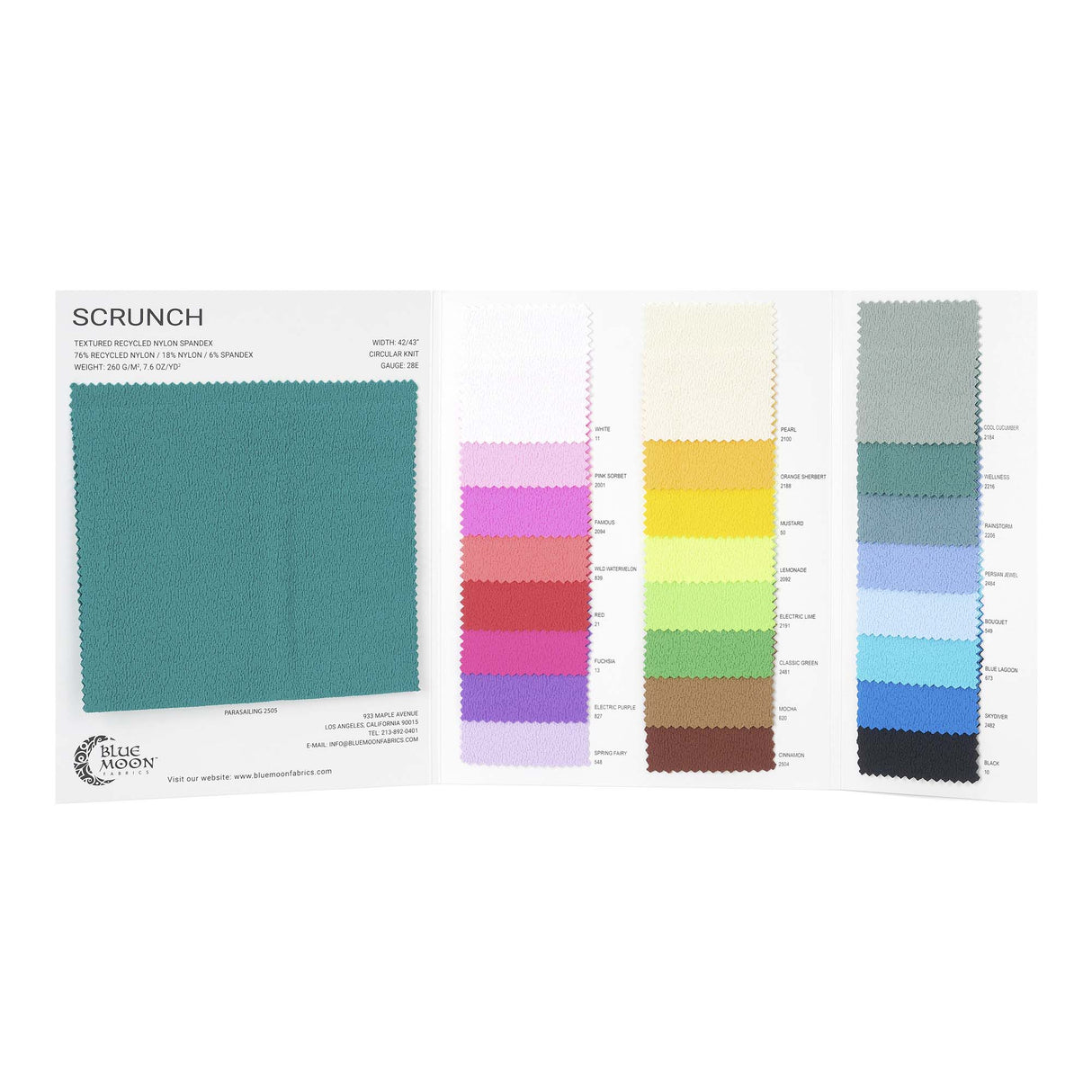 Scrunch Textured Recycled Nylon Spandex Color Card