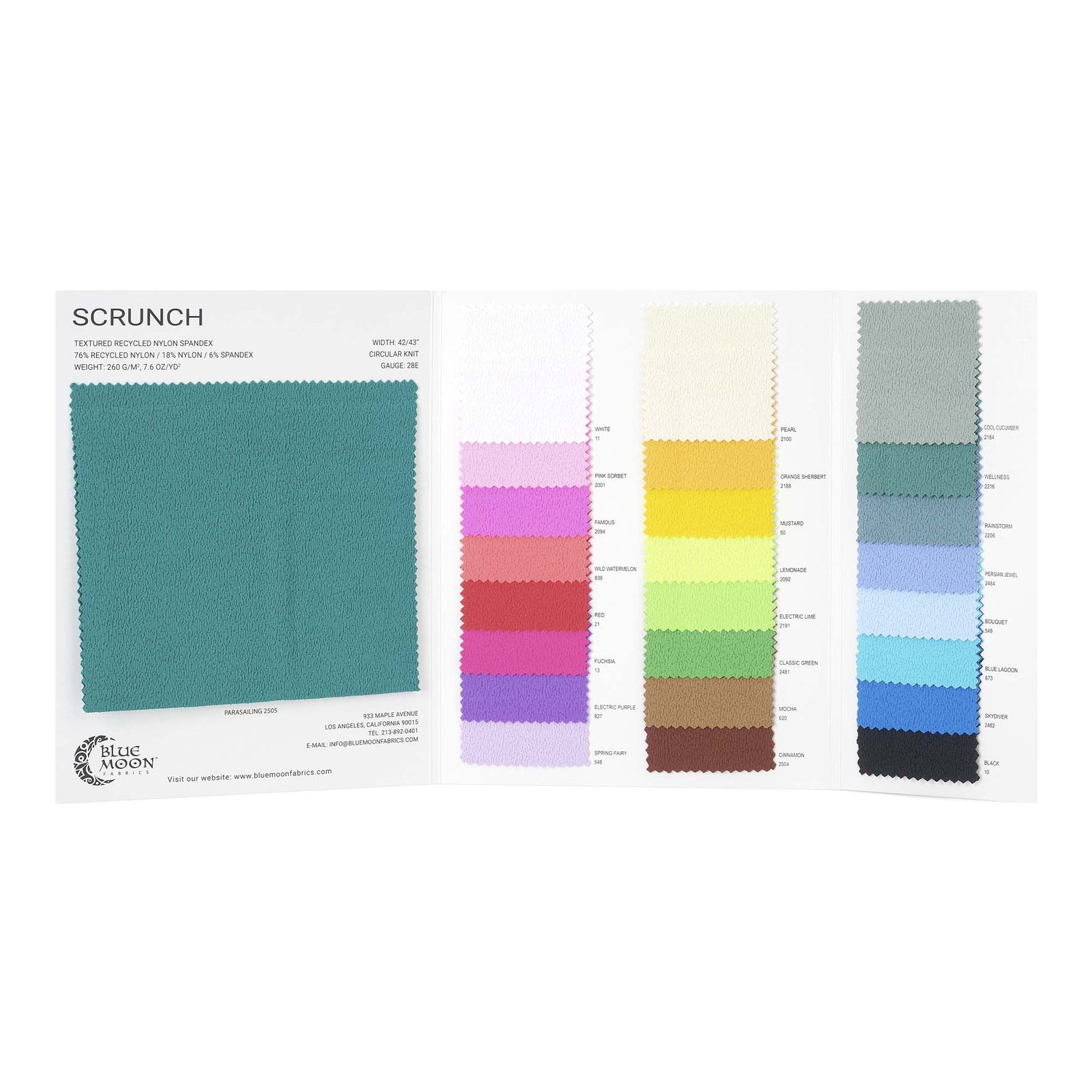 Scrunch Textured Recycled Nylon Spandex Color Card