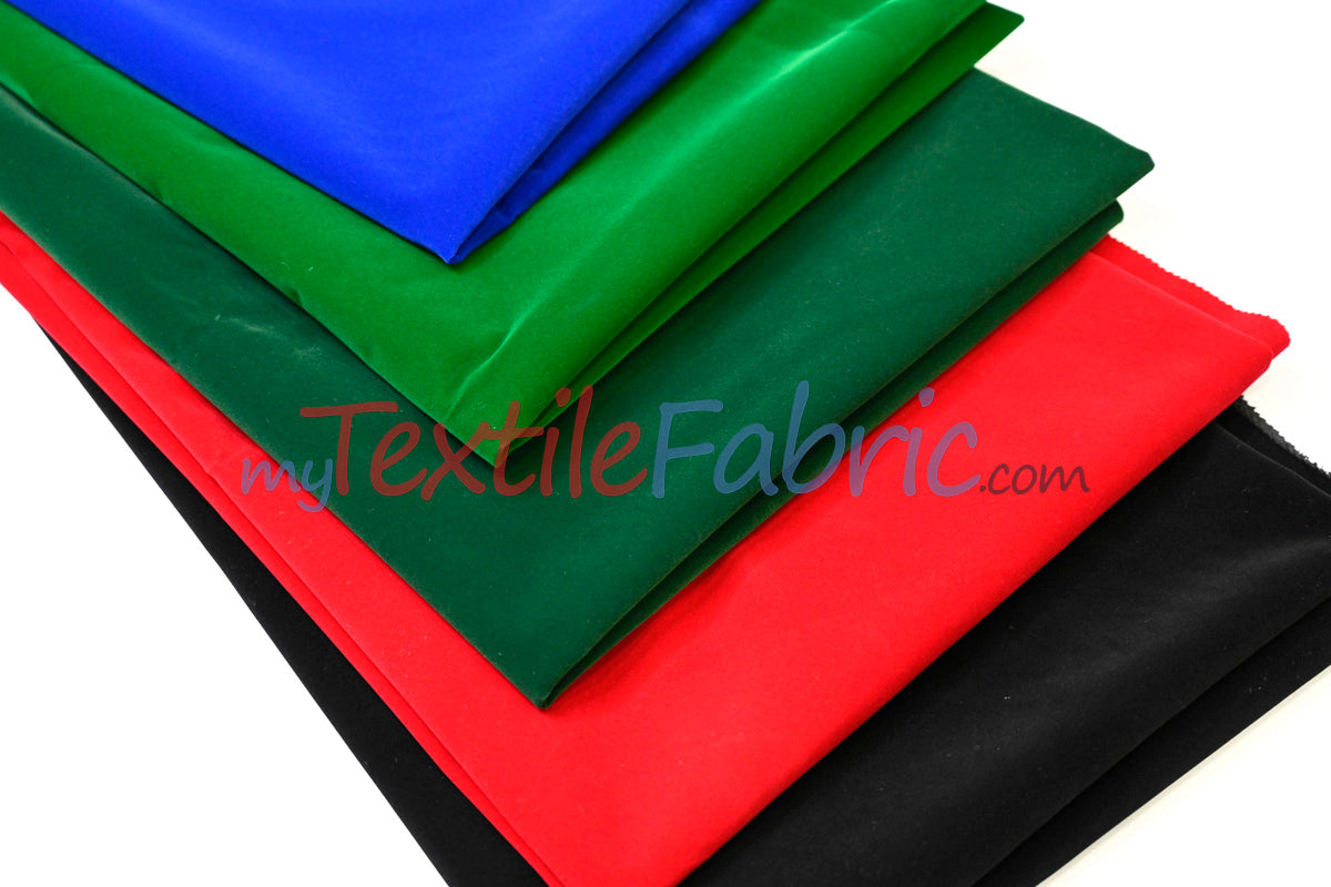 Scuba Flocking Velvet Fabric - Red, Flag Green, Hunter Green, Royal Blue, Black, 60" Width (1 Yard)