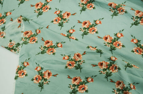 Love Flower Rayon Challis Fabric - Floral Print, 58/60" Width (1 Yard)
