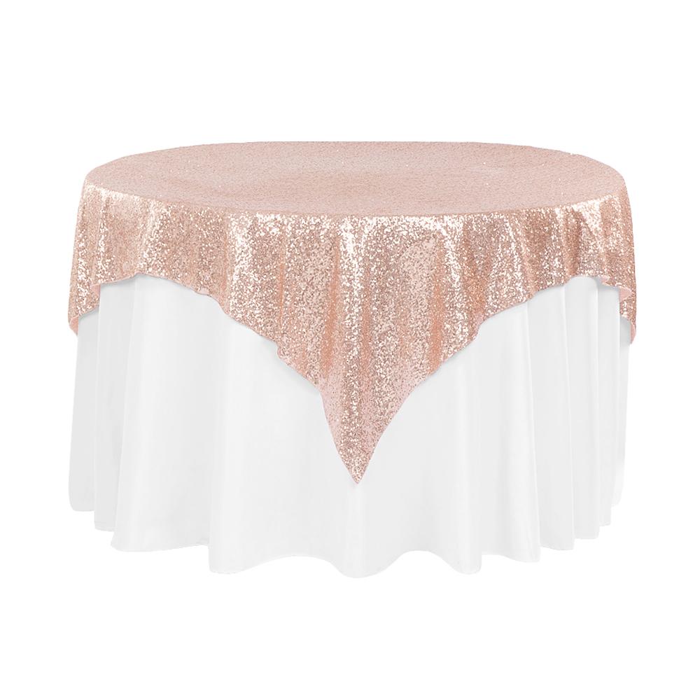 Blush Sequins Overlay Square Tablecloth 54″ x 54″