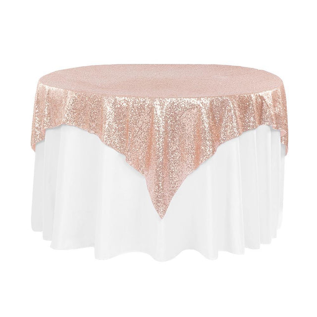 Blush Sequins Overlay Square Tablecloth 72″ x 72″