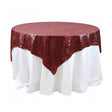 Burgundy Sequins Overlay Square Tablecloth 54″ x 54″