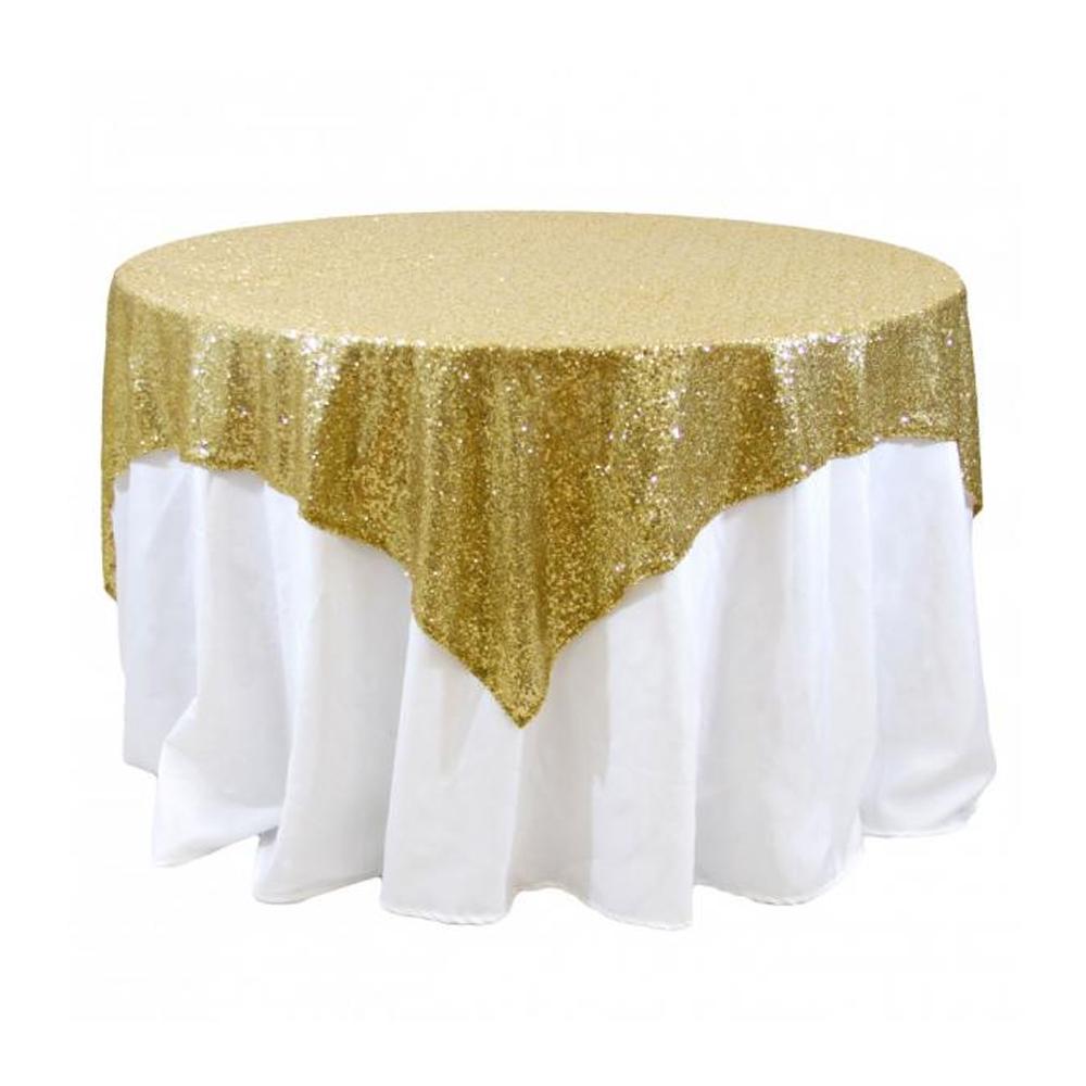 Gold Sequins Overlay Square Tablecloth 54″ x 54″