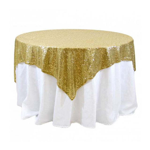 Gold Sequins Overlay Square Tablecloth 54″ x 54″