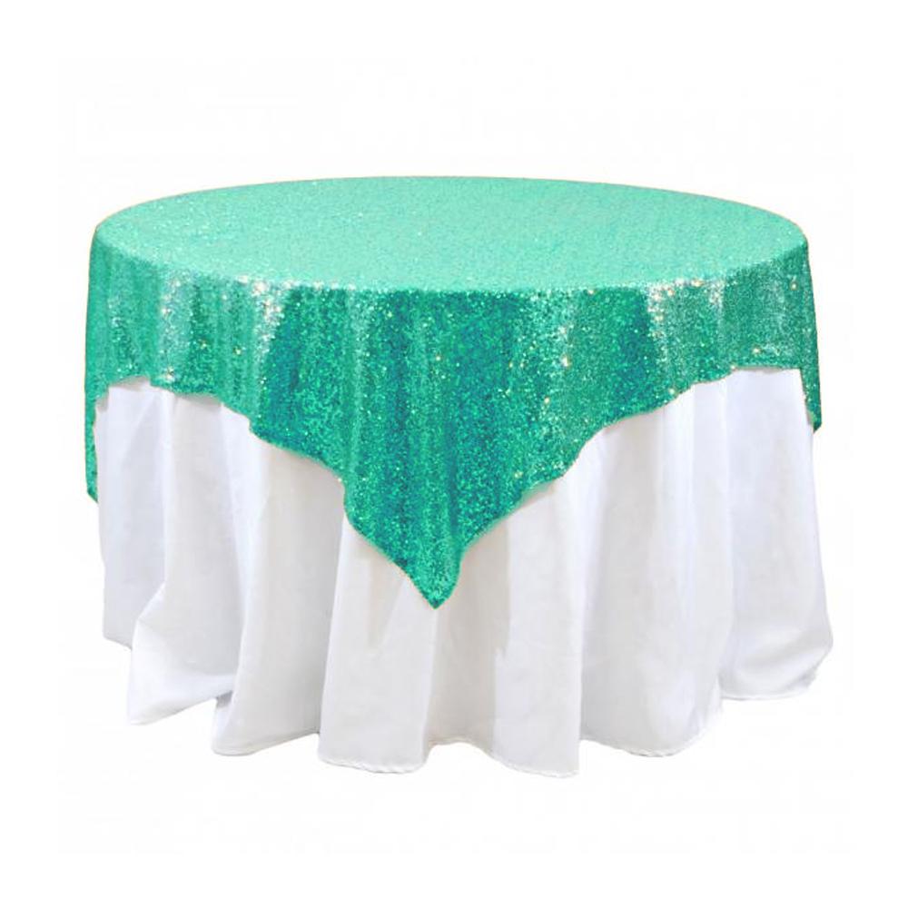 Mint Sequins Overlay Square Tablecloth 54″ x 54″