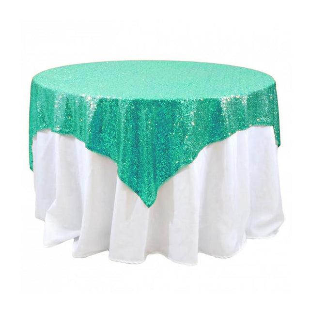 Mint Sequins Overlay Square Tablecloth 54″ x 54″