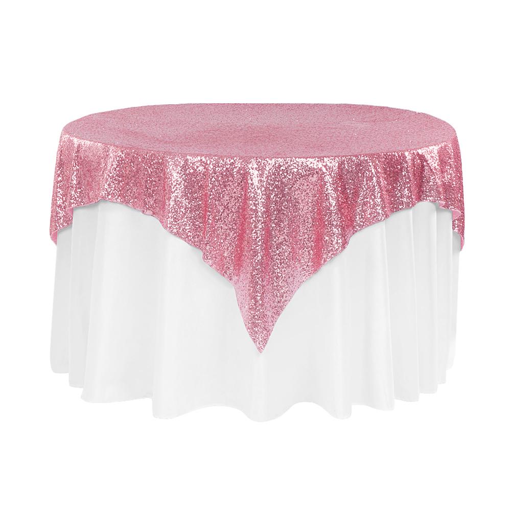 Pink Sequins Overlay Square Tablecloth 54″ x 54″