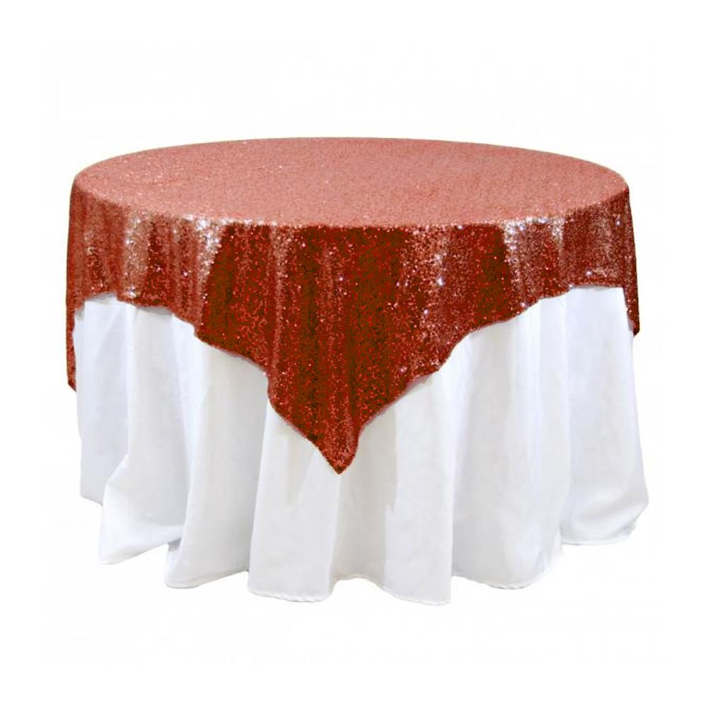 Red Sequins Overlay Square Tablecloth 54″ x 54″