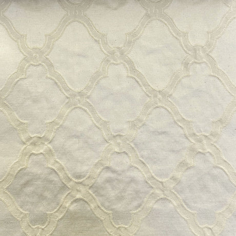 Serena Fabric Cotton Polyester Jacquard Fabric - Embossed Diamond-Shaped Geometric, Natural/Washed, 60" Width (1 Yard)