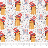Festive Dogs In Hats 100% Cotton Fabric by the Yard