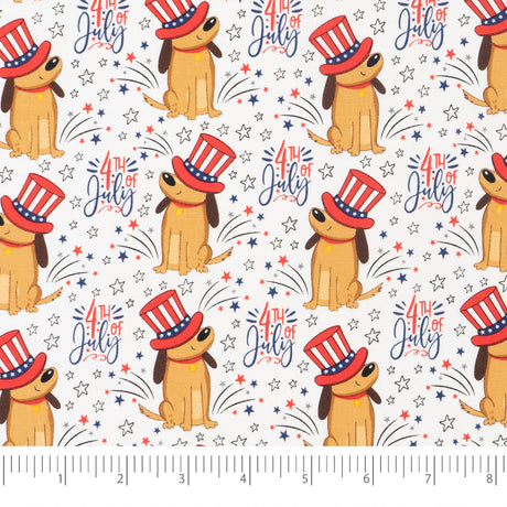 Festive Dogs In Hats 100% Cotton Fabric by the Yard