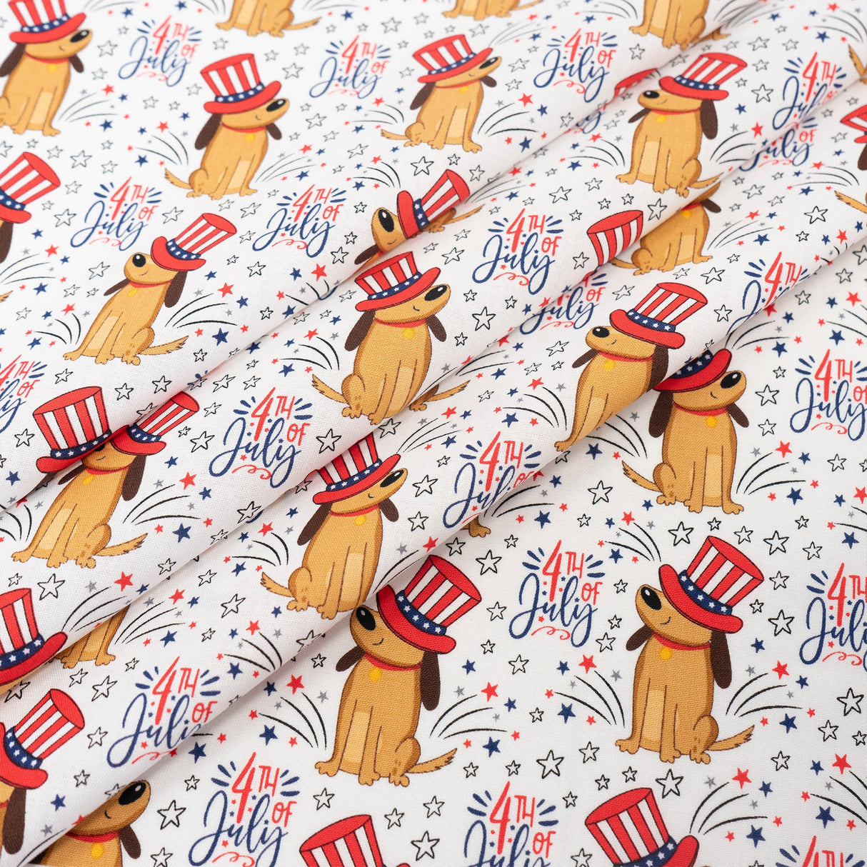 Festive Dogs In Hats 100% Cotton Fabric by the Yard