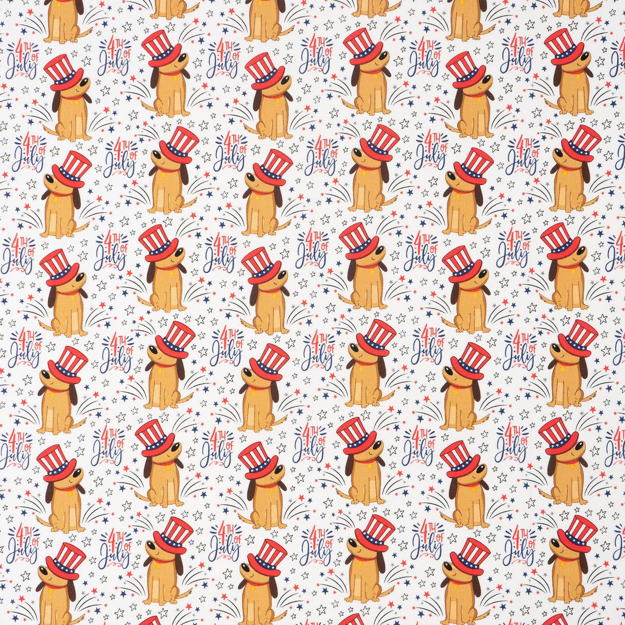Festive Dogs In Hats 100% Cotton Fabric by the Yard