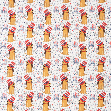 Festive Dogs In Hats 100% Cotton Fabric by the Yard