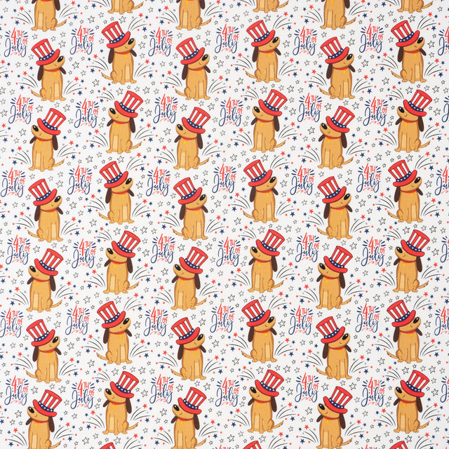 Festive Dogs In Hats 100% Cotton Fabric by the Yard