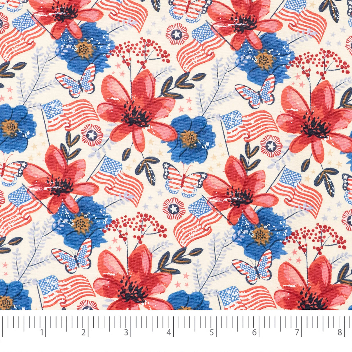 SINGER 100% Cotton Flags & Flowers Fabric by the Yard