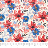 SINGER 100% Cotton Flags & Flowers Fabric by the Yard