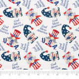 USA Gnomes 100% Cotton Fabric by the Yard