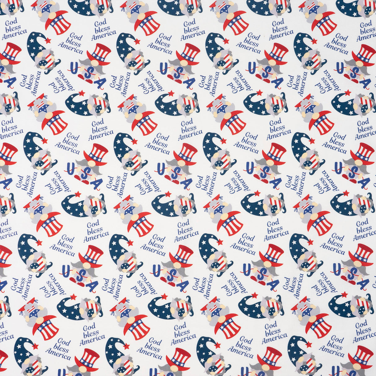 USA Gnomes 100% Cotton Fabric by the Yard