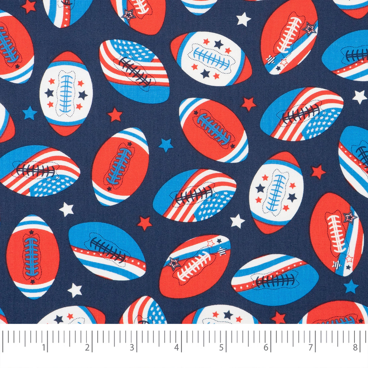 SINGER 100% Cotton Flags On Footballs Fabric by the Yard