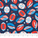 SINGER 100% Cotton Flags On Footballs Fabric by the Yard
