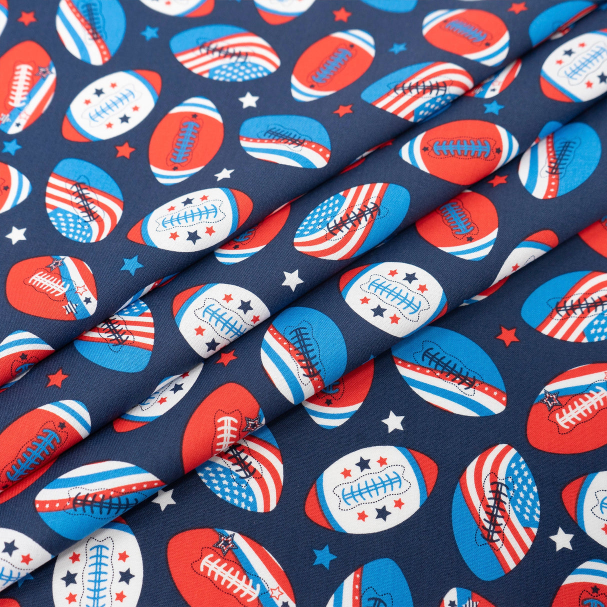 SINGER 100% Cotton Flags On Footballs Fabric by the Yard