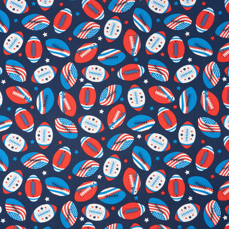 SINGER 100% Cotton Flags On Footballs Fabric by the Yard