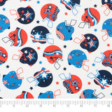SINGER Patriotic Football Helmets Cotton Fabric by the Yard