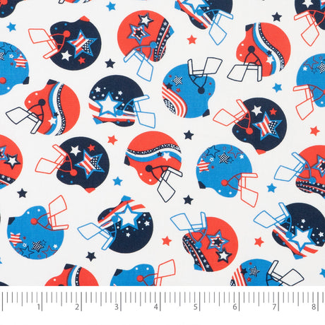 SINGER Patriotic Football Helmets Cotton Fabric by the Yard