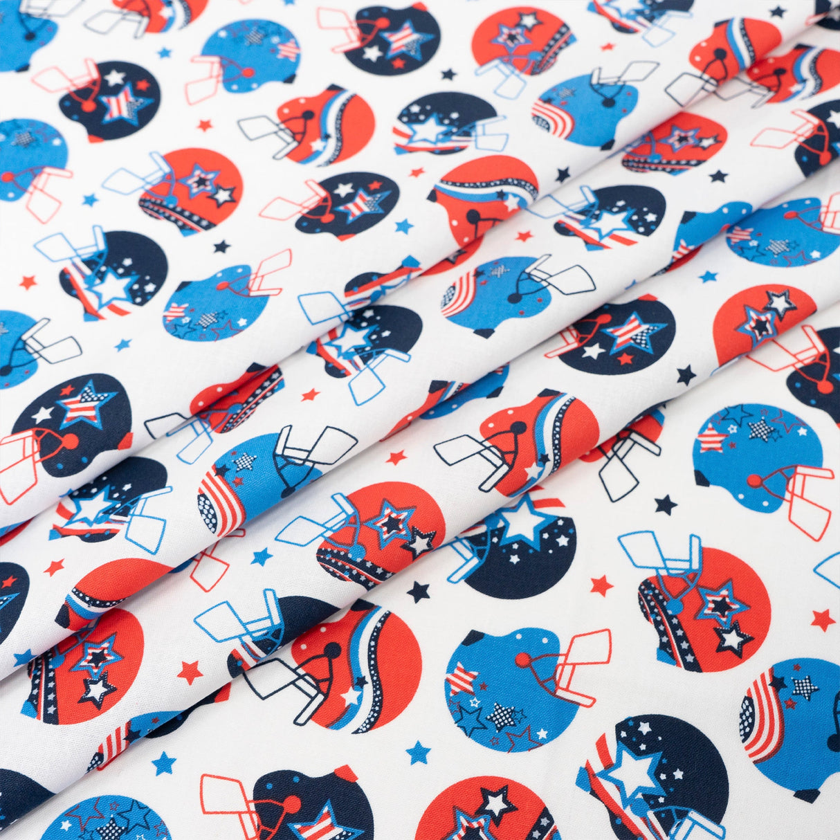 SINGER Patriotic Football Helmets Cotton Fabric by the Yard